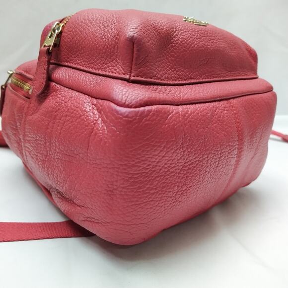Coach Mini Charlie Red Pebbled Leather Front Pocket Zipper Closure Backpack - Picture 13 of 16